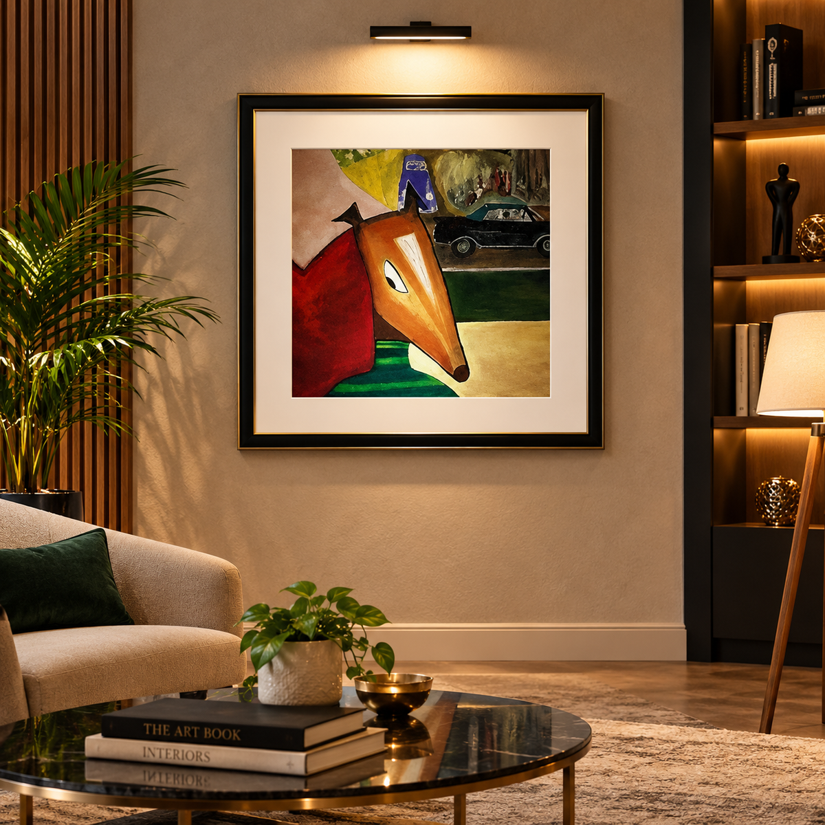 Monty Playful Abstract Figurative Dog Portrait by JR Mitchell — Framed Print