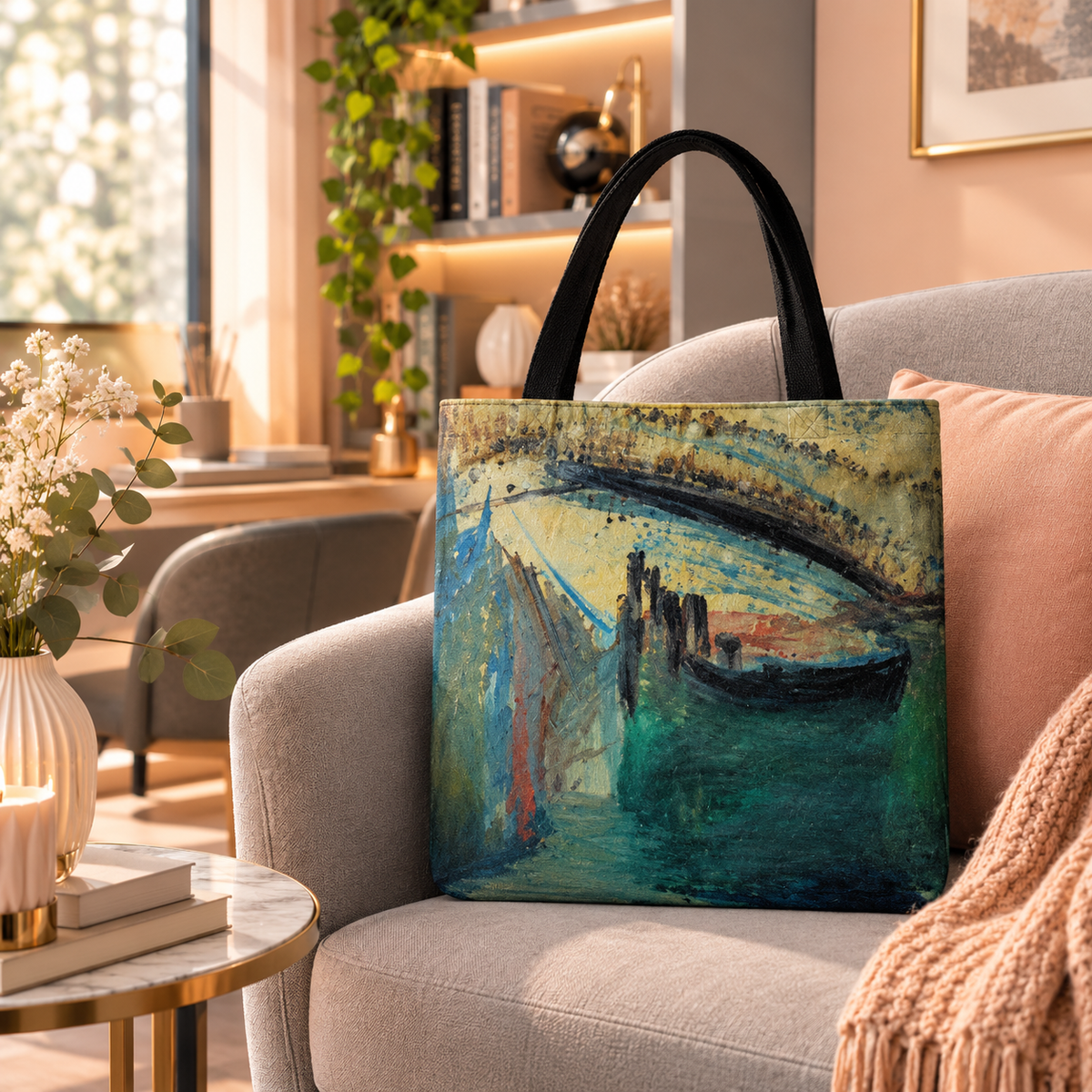 MacArthur Park Urban Lake and Sunset by JR Mitchell — Tote Bag