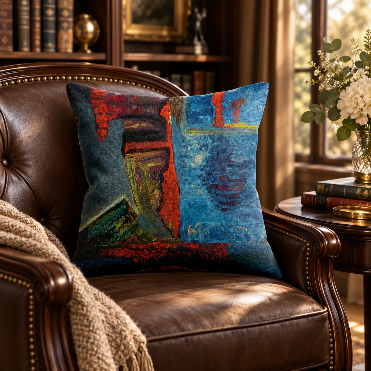 Mexican Artist Interpretive Portrait by JR Mitchell — Throw Pillow