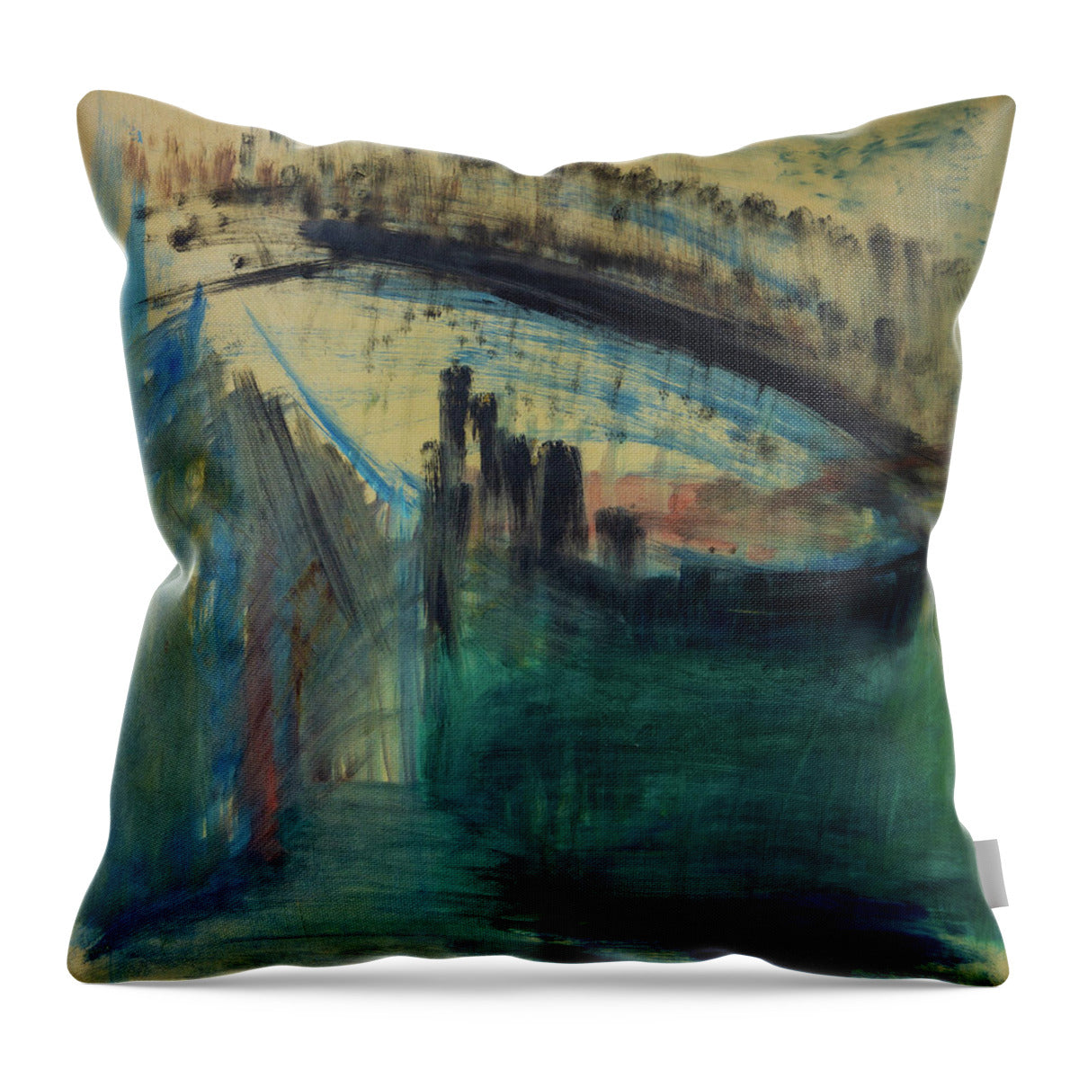 MacArthur Park Urban Lake and Sunset by JR Mitchell — Throw Pillow