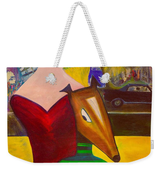 Monty Playful Abstract Figurative Dog Portrait by JR Mitchell — Weekender Tote Bag