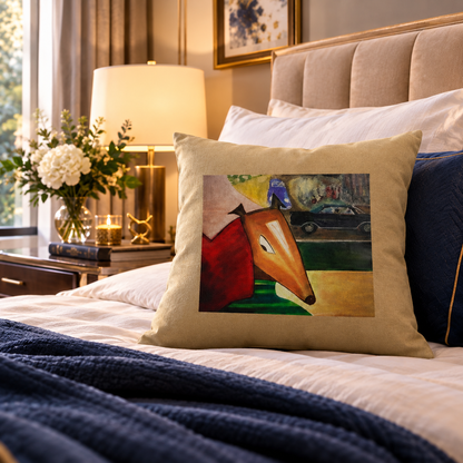Monty Playful Abstract Figurative Dog Portrait by JR Mitchell — Throw Pillow