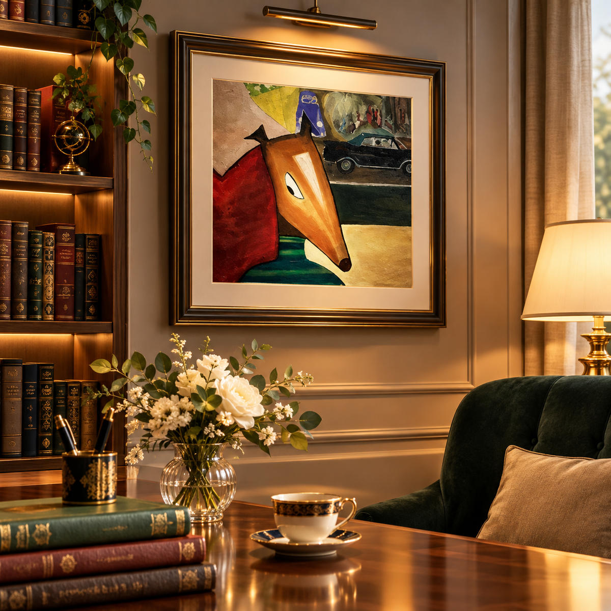 Monty Playful Abstract Figurative Dog Portrait by JR Mitchell — Framed Print
