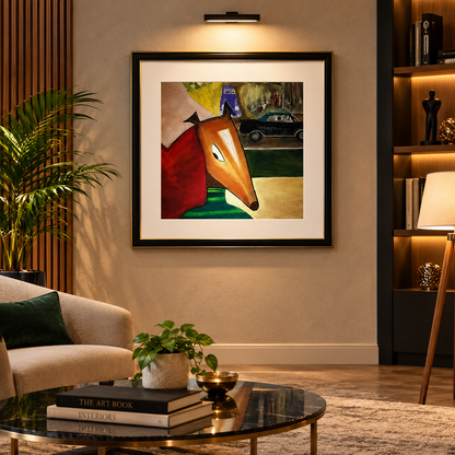 Monty Playful Abstract Figurative Dog Portrait by JR Mitchell — Framed Print