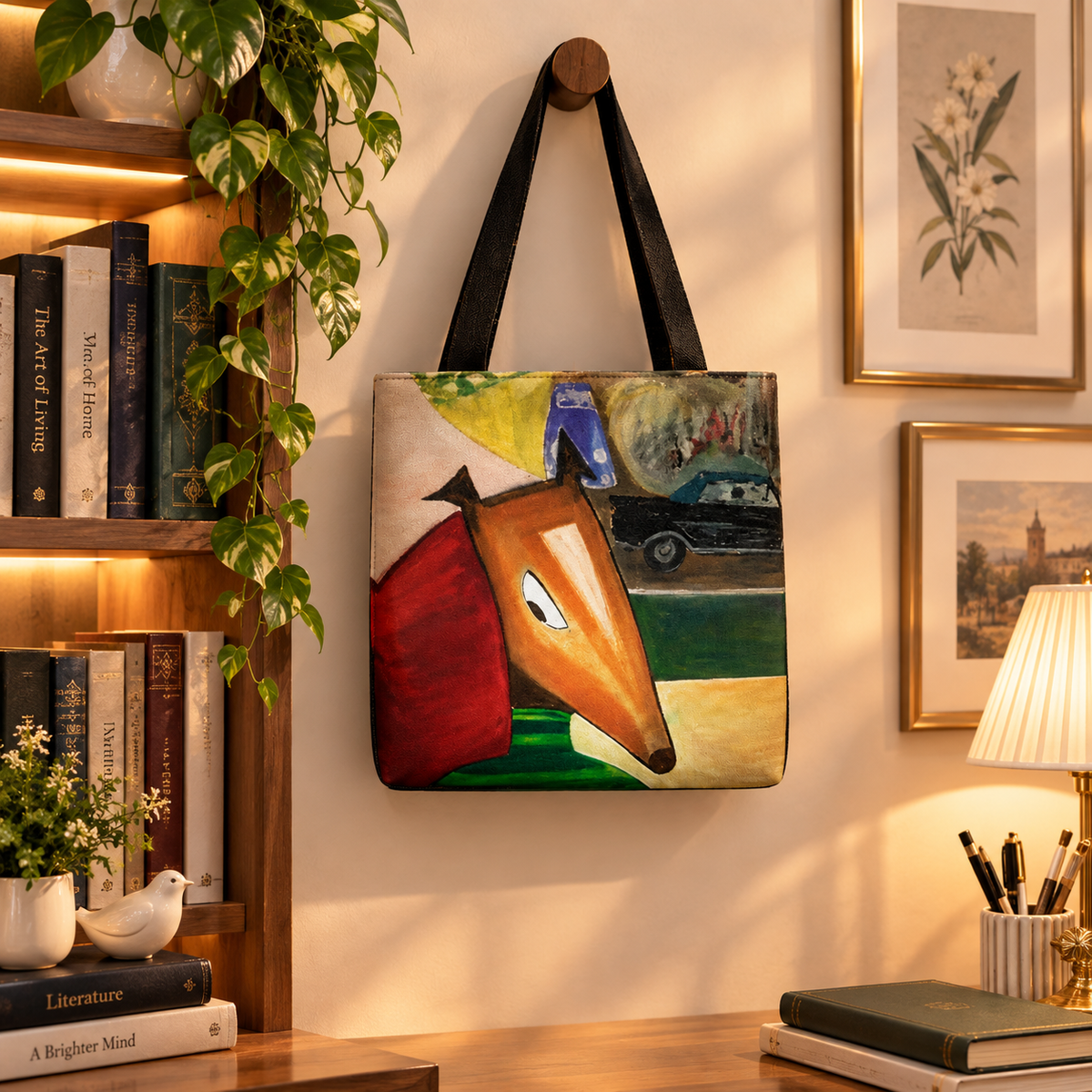 Monty Playful Abstract Figurative Dog Portrait by JR Mitchell — Tote Bag