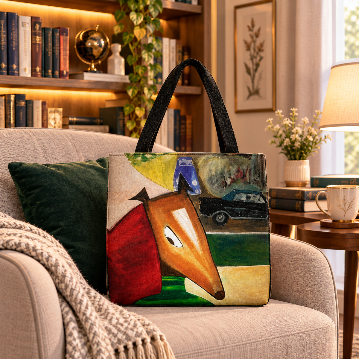Monty Playful Abstract Figurative Dog Portrait by JR Mitchell — Tote Bag