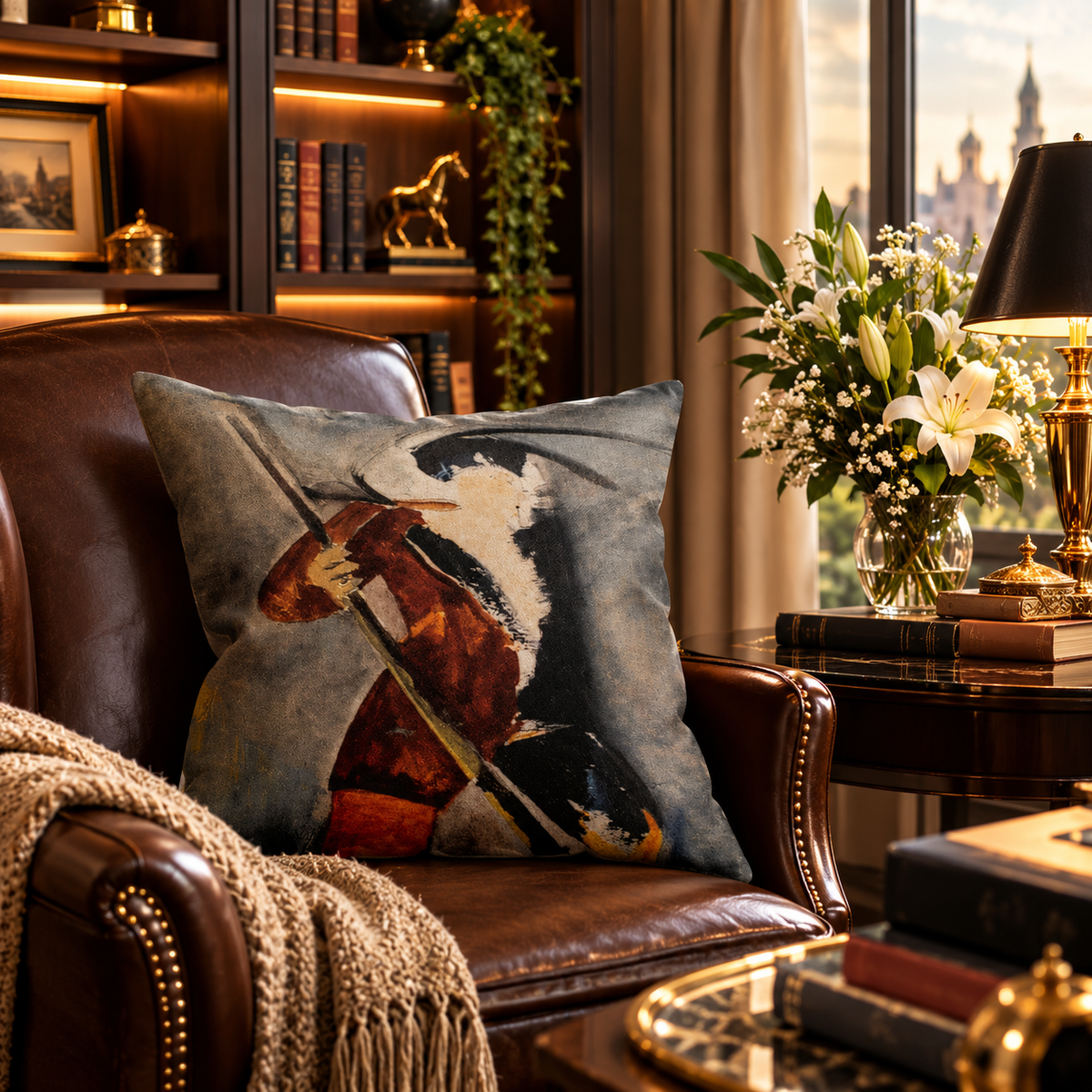 Washington Crossing the Delaware by JR Mitchell — Throw Pillow