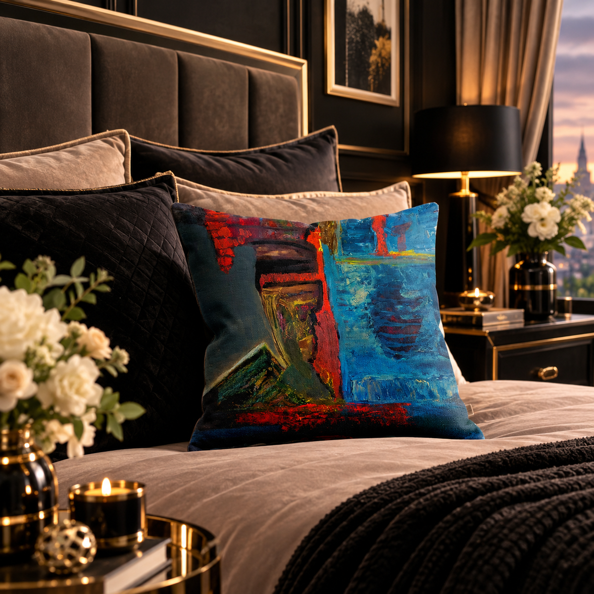 Mexican Artist Interpretive Portrait by JR Mitchell — Throw Pillow