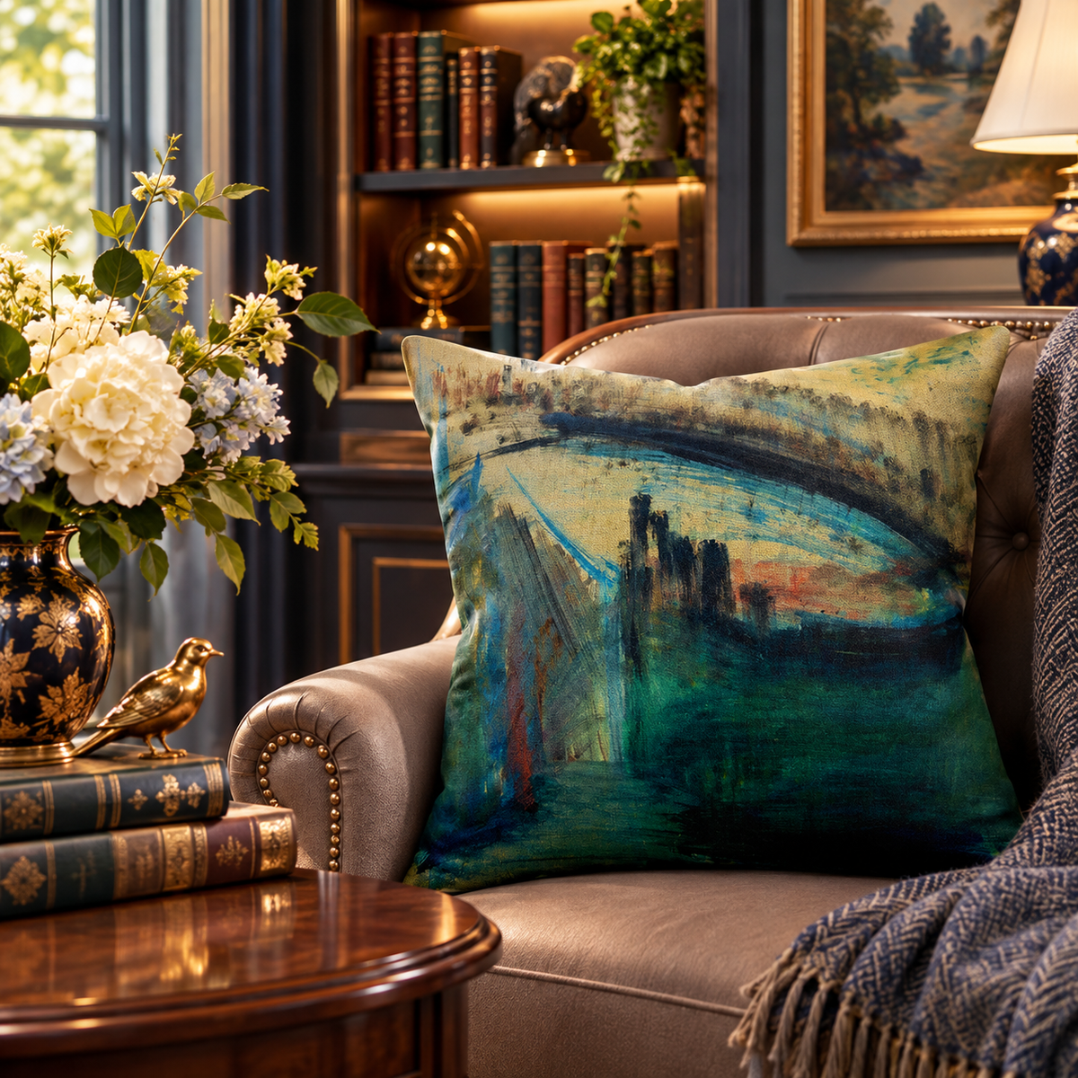 MacArthur Park Urban Lake and Sunset by JR Mitchell — Throw Pillow
