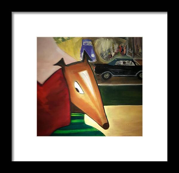 Monty Playful Abstract Figurative Dog Portrait by JR Mitchell — Framed Print