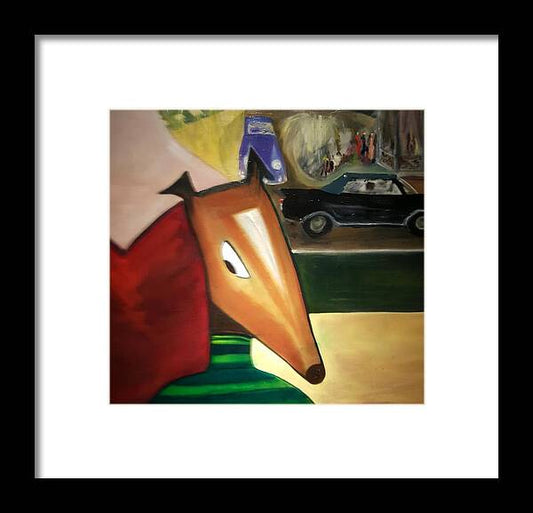 Monty Playful Abstract Figurative Dog Portrait by JR Mitchell — Framed Print