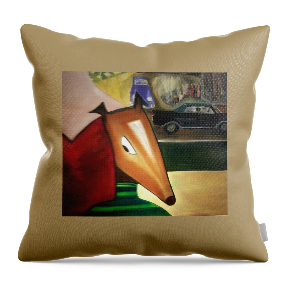 Monty Playful Abstract Figurative Dog Portrait by JR Mitchell — Throw Pillow
