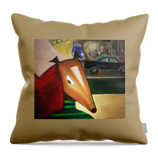 Monty Playful Abstract Figurative Dog Portrait by JR Mitchell — Throw Pillow