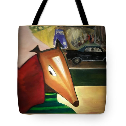 Monty Playful Abstract Figurative Dog Portrait by JR Mitchell — Tote Bag