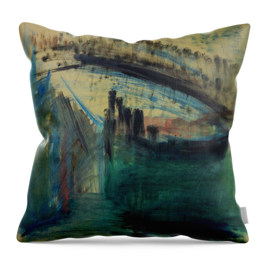 MacArthur Park Urban Lake and Sunset by JR Mitchell — Throw Pillow
