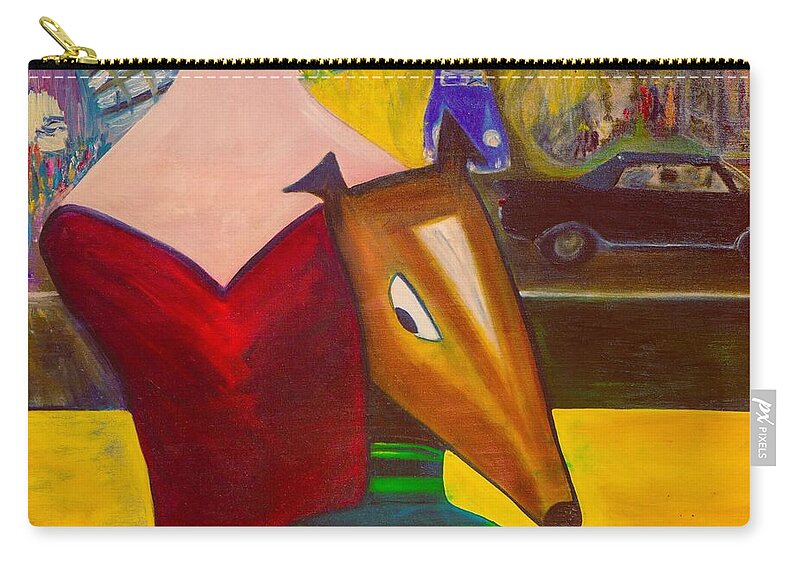 Monty Playful Abstract Figurative Dog Portrait by JR Mitchell — Zip Pouch
