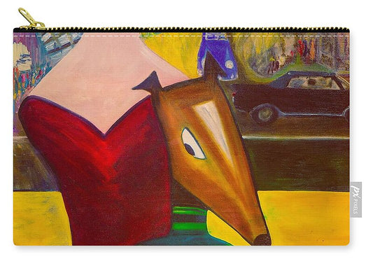 Monty Playful Abstract Figurative Dog Portrait by JR Mitchell — Zip Pouch